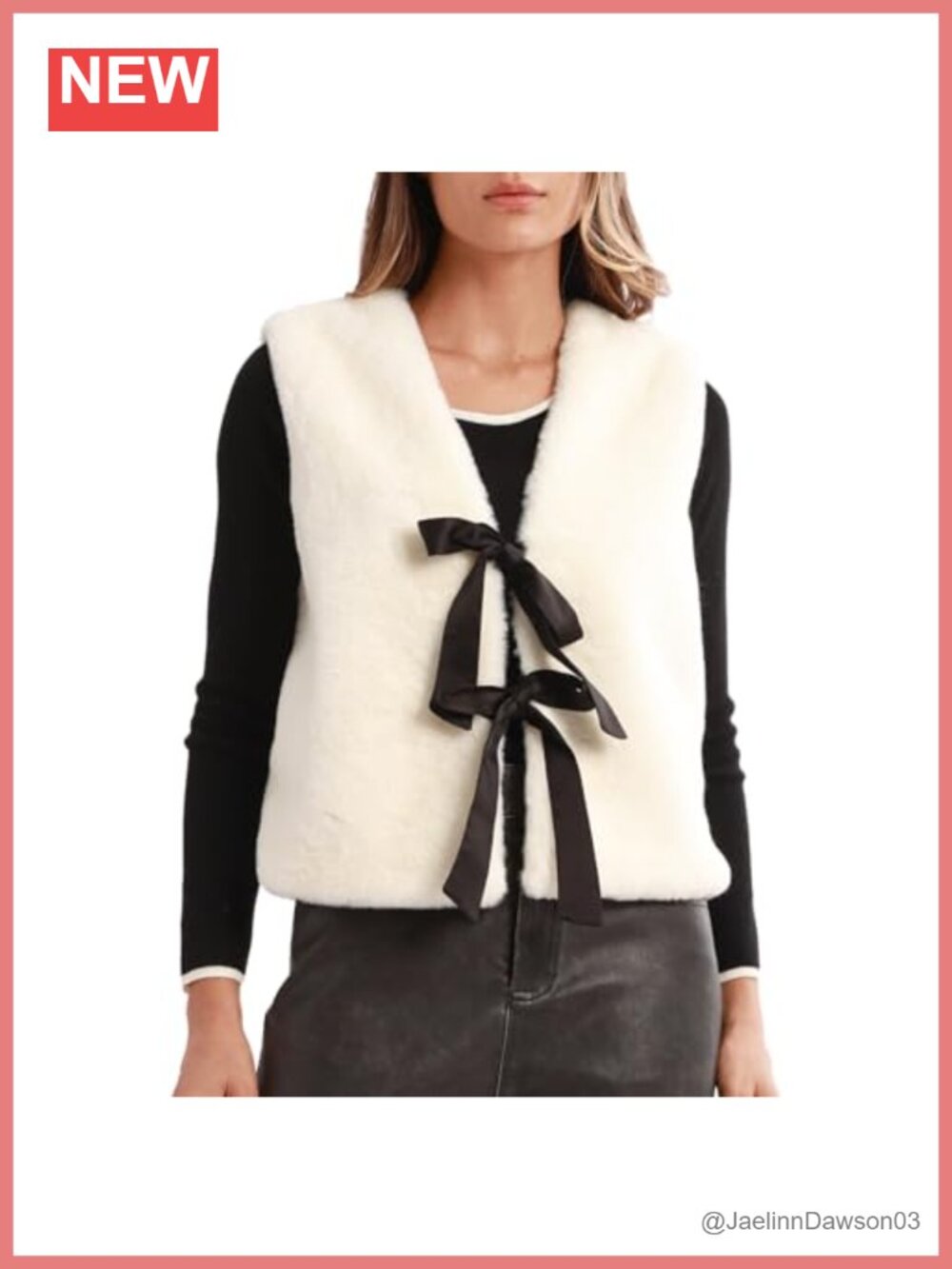 Womens Faux Fur Crop Vest Sleeveless Tie Front Winter Outerwear